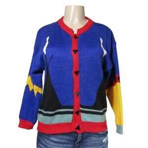 VTG 80s CHRISTINE FOLEY Native American Southwestern Boho Cardigan Sweater 10